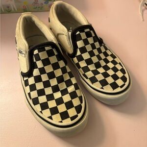 Vans Kids Checkered Slip-On Shoes - Black and White